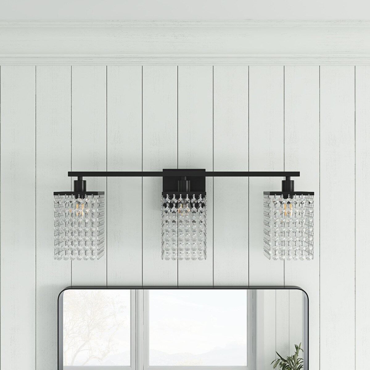 Luminaire de salle de bain noir moderne avec design en cristal