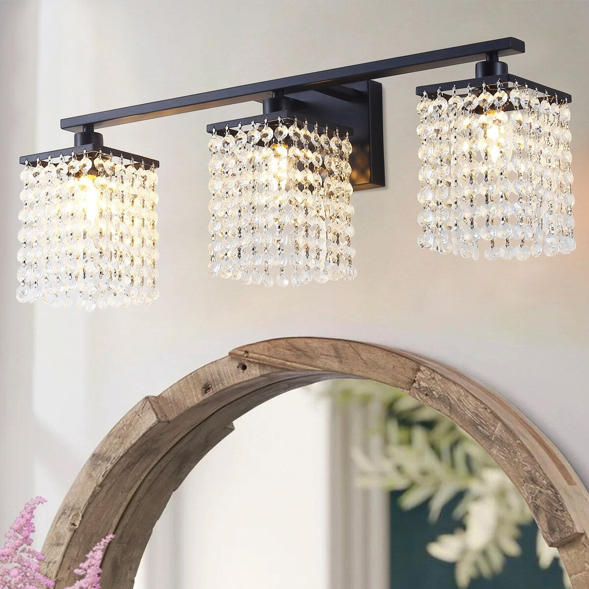 Luminaire de salle de bain noir moderne avec design en cristal