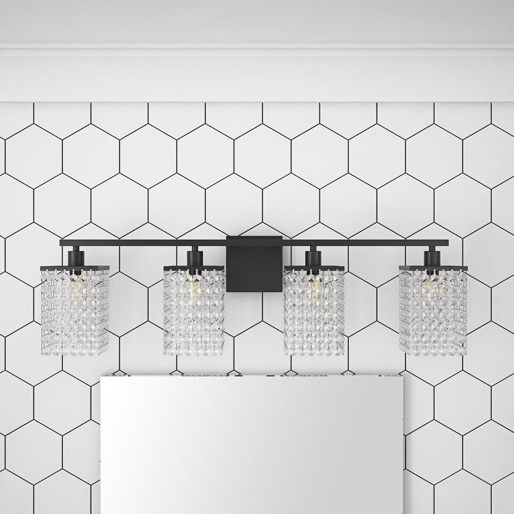 Luminaire de salle de bain noir moderne avec design en cristal
