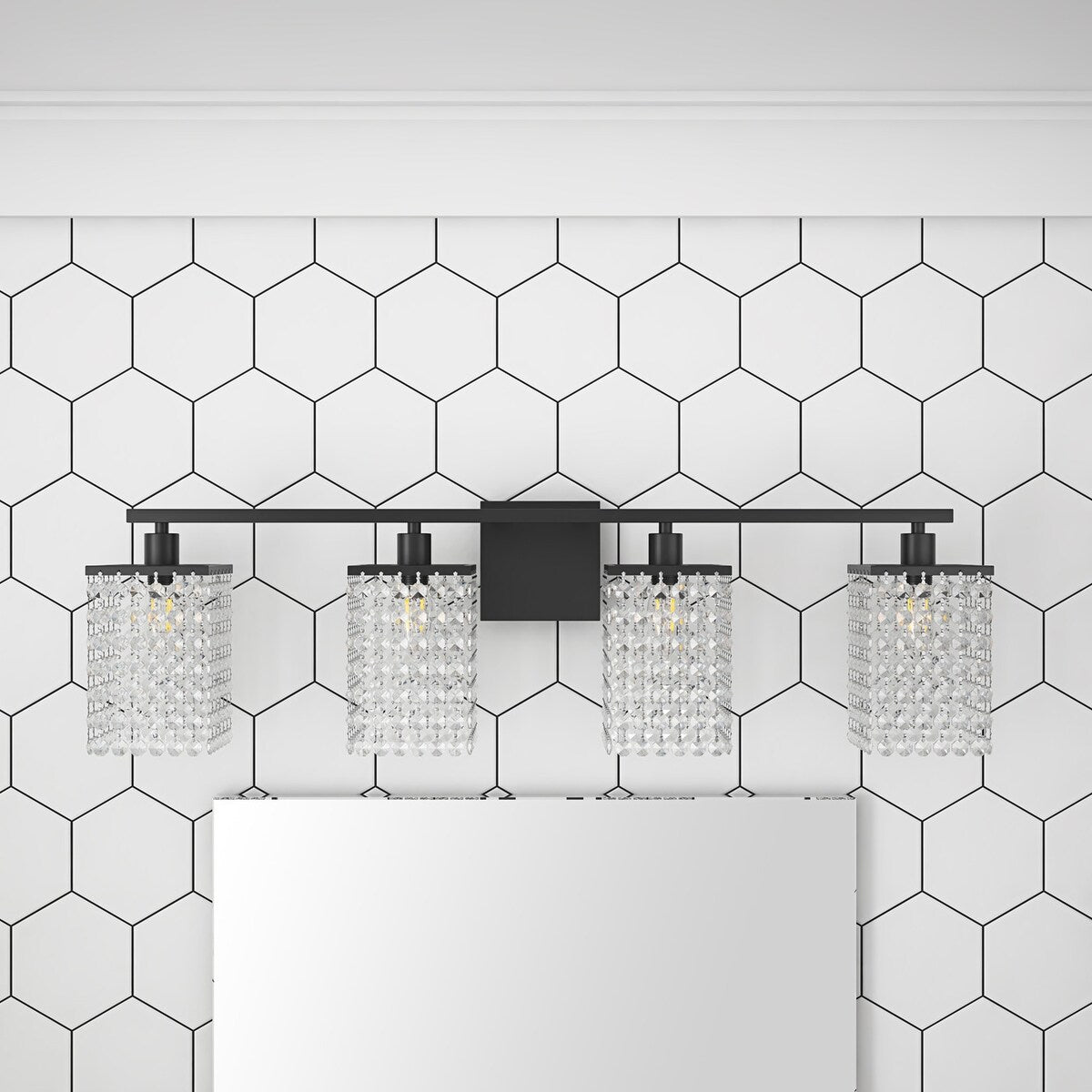 Luminaire de salle de bain noir moderne avec design en cristal