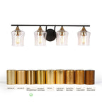 Luminaires de salle de bain linéaires modernes en or noir à 2, 3 ou 4 lampes avec verre grainé