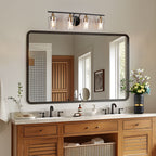Luminaires de salle de bain linéaires modernes en or noir à 2, 3 ou 4 lampes avec verre grainé
