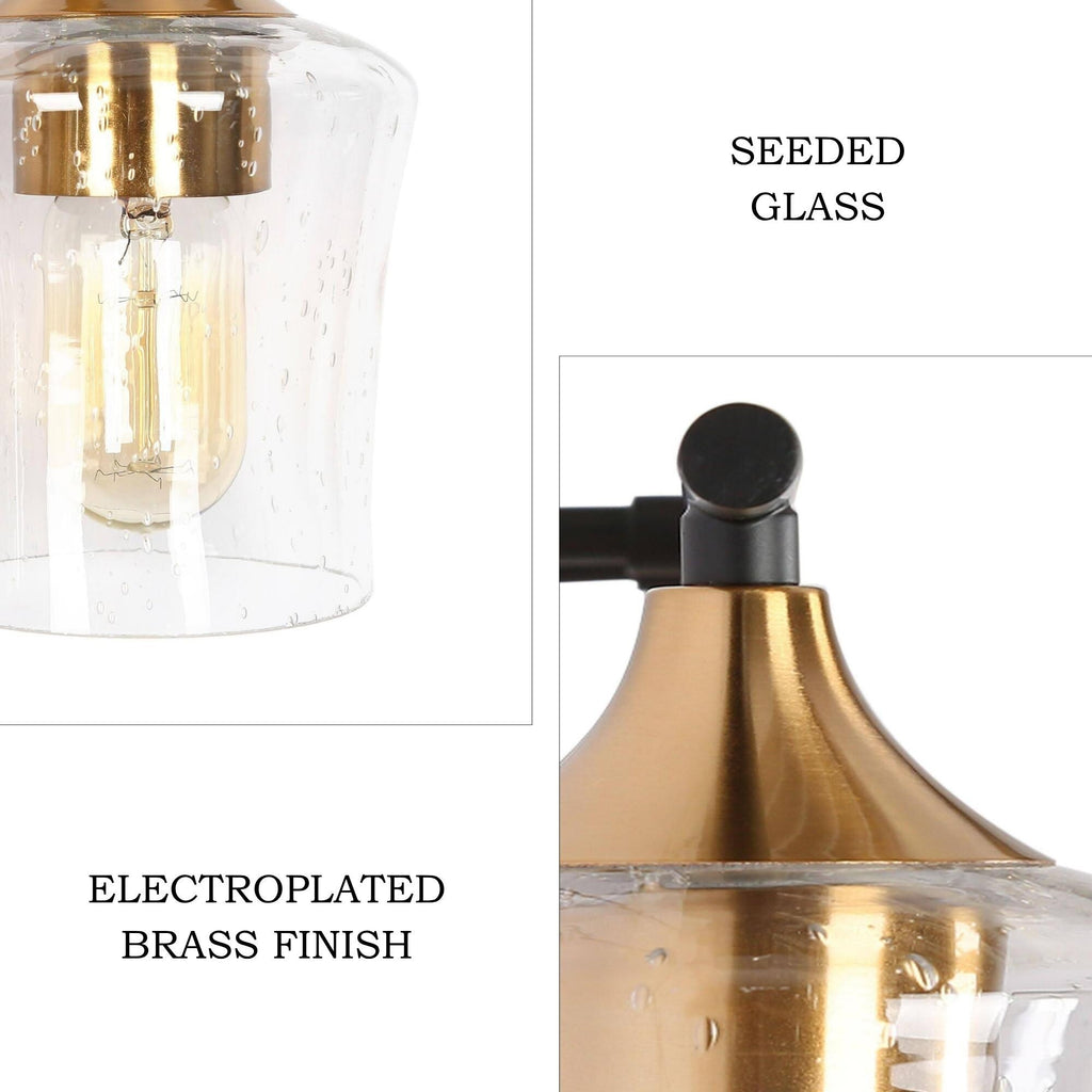 Luminaires de salle de bain linéaires modernes en or noir à 2, 3 ou 4 lampes avec verre grainé