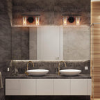 Luminaires de salle de bain linéaires modernes en or noir à 2, 3 ou 4 lampes avec verre grainé