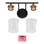 Luminaires de salle de bain linéaires modernes en or noir à 2, 3 ou 4 lampes avec verre grainé