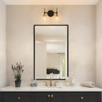 Applique murale moderne de salle de bain noire et dorée à intensité variable avec cylindre en verre transparent