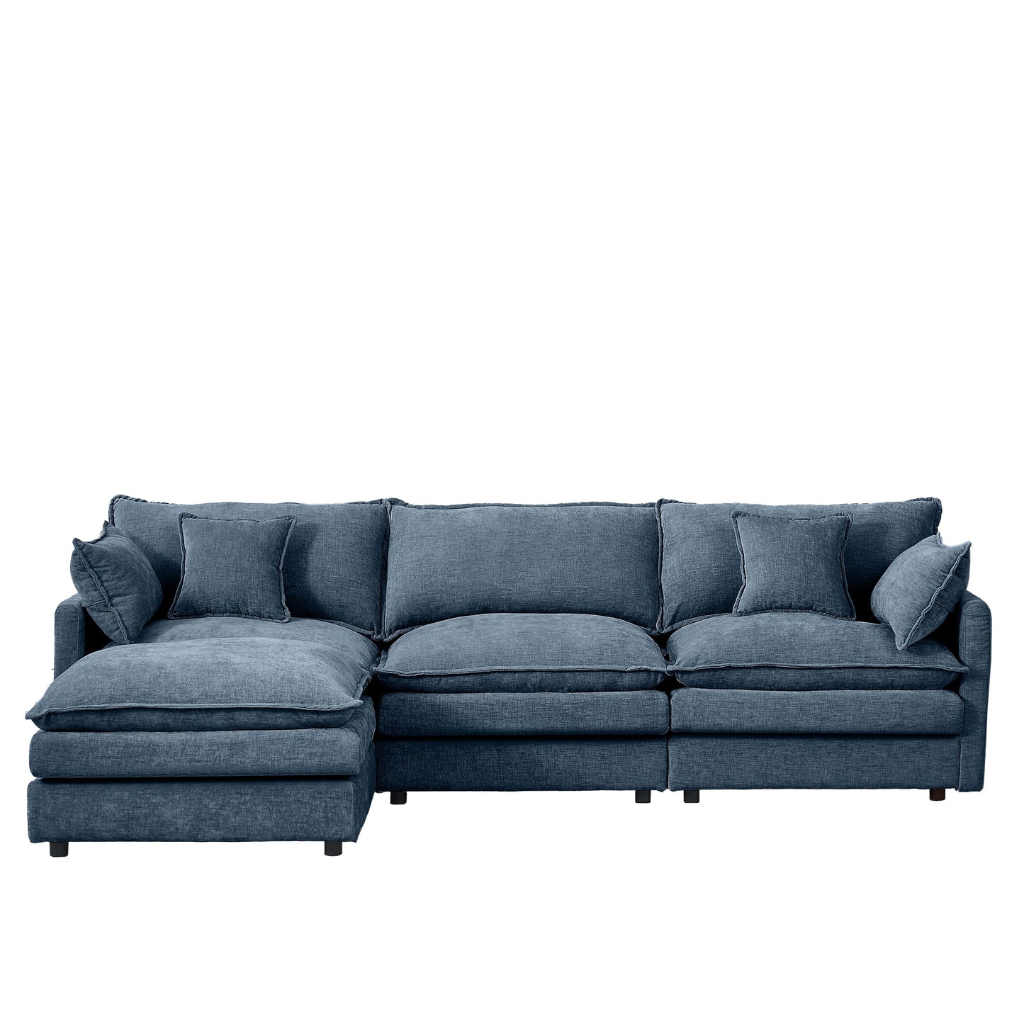 Canapé modulable en L 3 places en chenille moderne avec pouf amovible pour salon