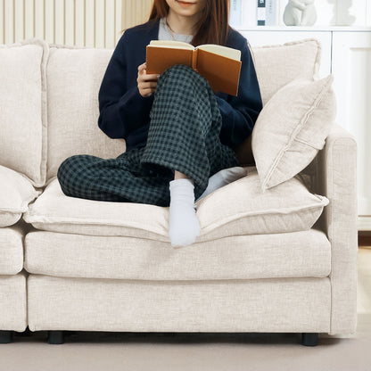 Canapé modulable en L 3 places en chenille moderne avec pouf amovible pour salon