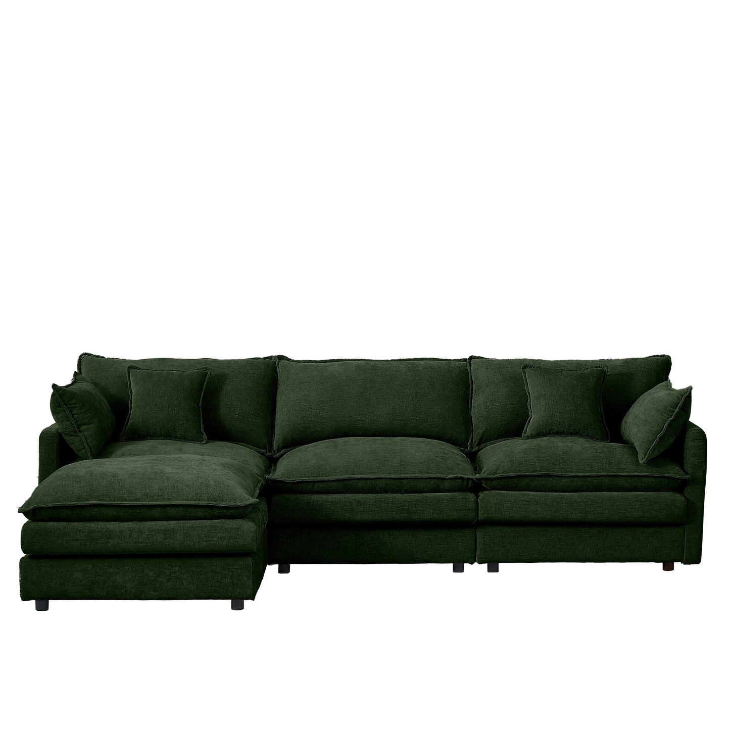 Canapé modulable en L 3 places en chenille moderne avec pouf amovible pour salon