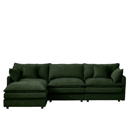 Canapé modulable en L 3 places en chenille moderne avec pouf amovible pour salon