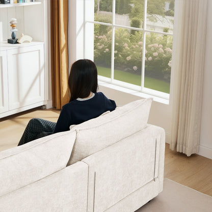 Canapé modulable en L 3 places en chenille moderne avec pouf amovible pour salon