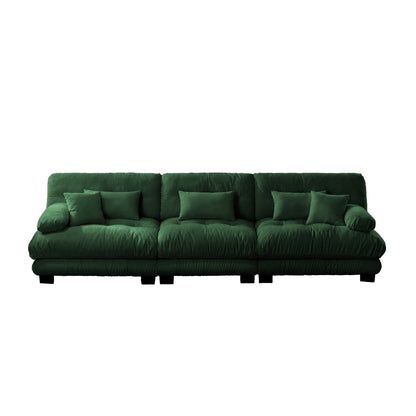 Canapé sectionnel 3 places moderne en chenille, canapé modulaire à assise profonde avec coussins décoratifs et coussins de taille pour le salon