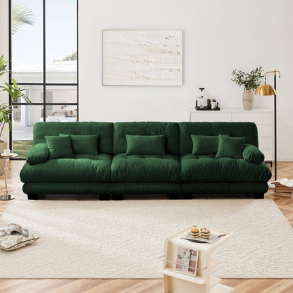 Canapé sectionnel 3 places moderne en chenille, canapé modulaire à assise profonde avec coussins décoratifs et coussins de taille pour le salon
