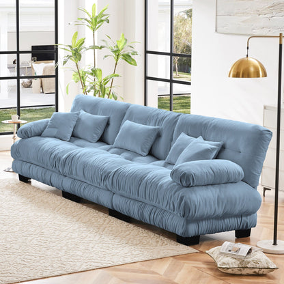 Canapé sectionnel 3 places moderne en chenille, canapé modulaire à assise profonde avec coussins décoratifs et coussins de taille pour le salon