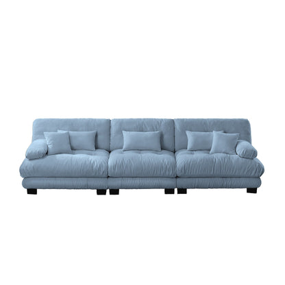 Canapé sectionnel 3 places moderne en chenille, canapé modulaire à assise profonde avec coussins décoratifs et coussins de taille pour le salon
