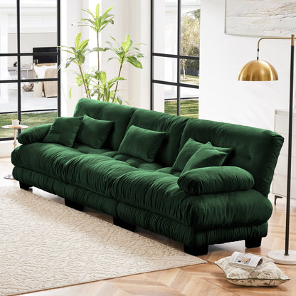 Canapé sectionnel 3 places moderne en chenille, canapé modulaire à assise profonde avec coussins décoratifs et coussins de taille pour le salon