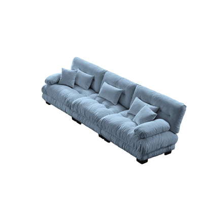 Canapé sectionnel 3 places moderne en chenille, canapé modulaire à assise profonde avec coussins décoratifs et coussins de taille pour le salon