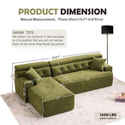 Canapé modulable 4 places en L, convertible et moderne, en chenille, avec 2 coussins, pour salon d'appartement