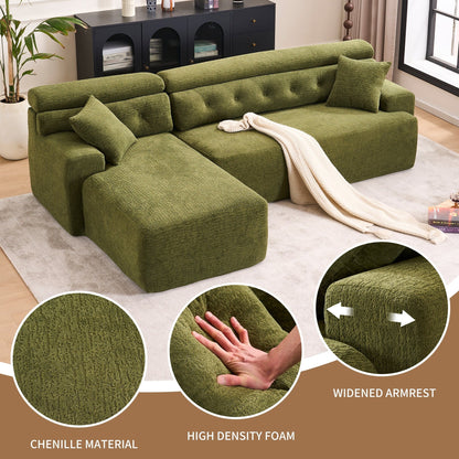 Canapé modulable 4 places en L, convertible et moderne, en chenille, avec 2 coussins, pour salon d'appartement