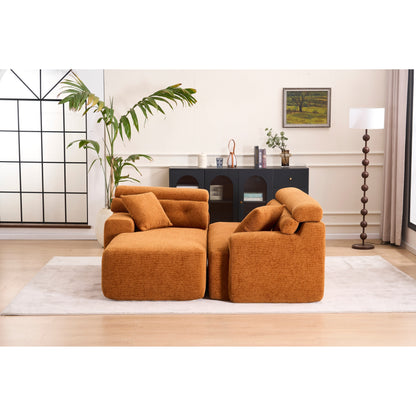 Canapé modulable 4 places en L, convertible et moderne, en chenille, avec 2 coussins, pour salon d'appartement