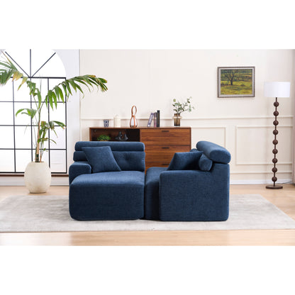 Canapé modulable 4 places en L, convertible et moderne, en chenille, avec 2 coussins, pour salon d'appartement