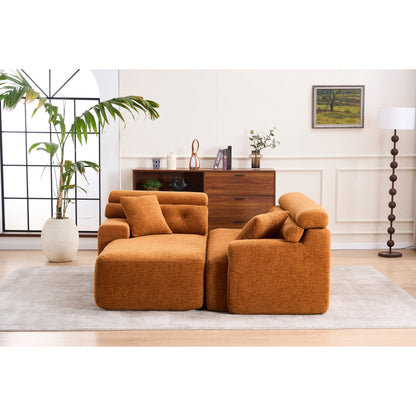 Canapé modulable 4 places en L, convertible et moderne, en chenille, avec 2 coussins, pour salon d'appartement