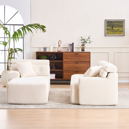 Canapé modulable 4 places en L, convertible et moderne, en chenille, avec 2 coussins, pour salon d'appartement