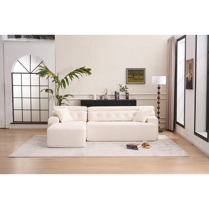 Canapé modulable 4 places en L, convertible et moderne, en chenille, avec 2 coussins, pour salon d'appartement