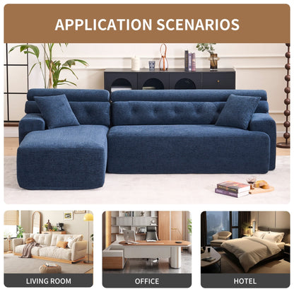 Canapé modulable 4 places en L, convertible et moderne, en chenille, avec 2 coussins, pour salon d'appartement
