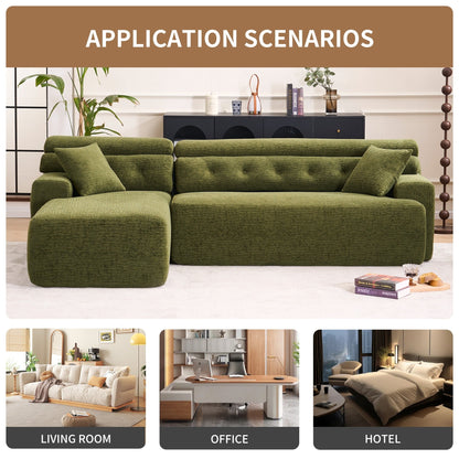 Canapé modulable 4 places en L, convertible et moderne, en chenille, avec 2 coussins, pour salon d'appartement