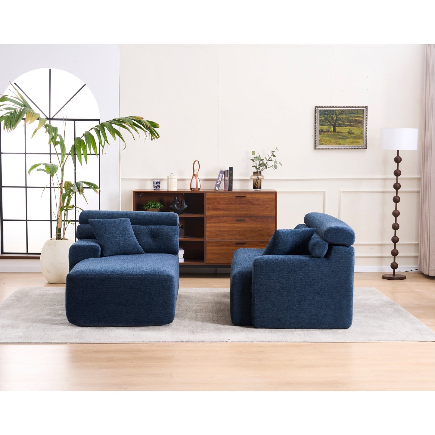 Canapé modulable 4 places en L, convertible et moderne, en chenille, avec 2 coussins, pour salon d'appartement