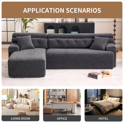 Canapé modulable 4 places en L, convertible et moderne, en chenille, avec 2 coussins, pour salon d'appartement