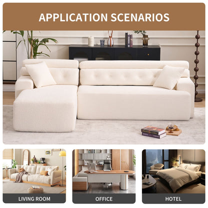 Canapé modulable 4 places en L, convertible et moderne, en chenille, avec 2 coussins, pour salon d'appartement