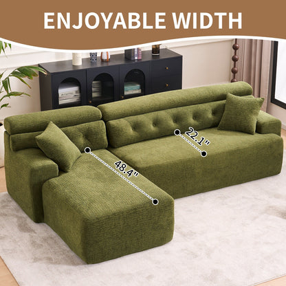 Canapé modulable 4 places en L, convertible et moderne, en chenille, avec 2 coussins, pour salon d'appartement