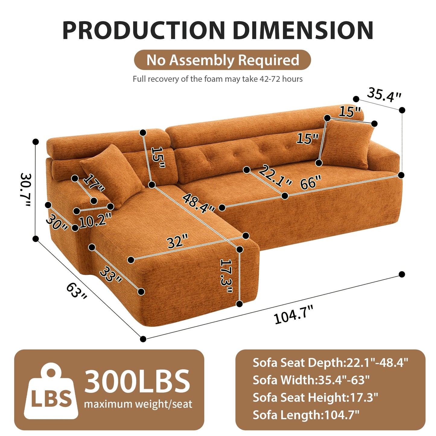 Canapé modulable 4 places en L, convertible et moderne, en chenille, avec 2 coussins, pour salon d'appartement