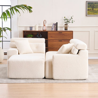 Canapé modulable 4 places en L, convertible et moderne, en chenille, avec 2 coussins, pour salon d'appartement