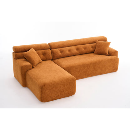 Canapé modulable 4 places en L, convertible et moderne, en chenille, avec 2 coussins, pour salon d'appartement