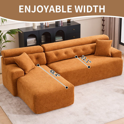 Canapé modulable 4 places en L, convertible et moderne, en chenille, avec 2 coussins, pour salon d'appartement
