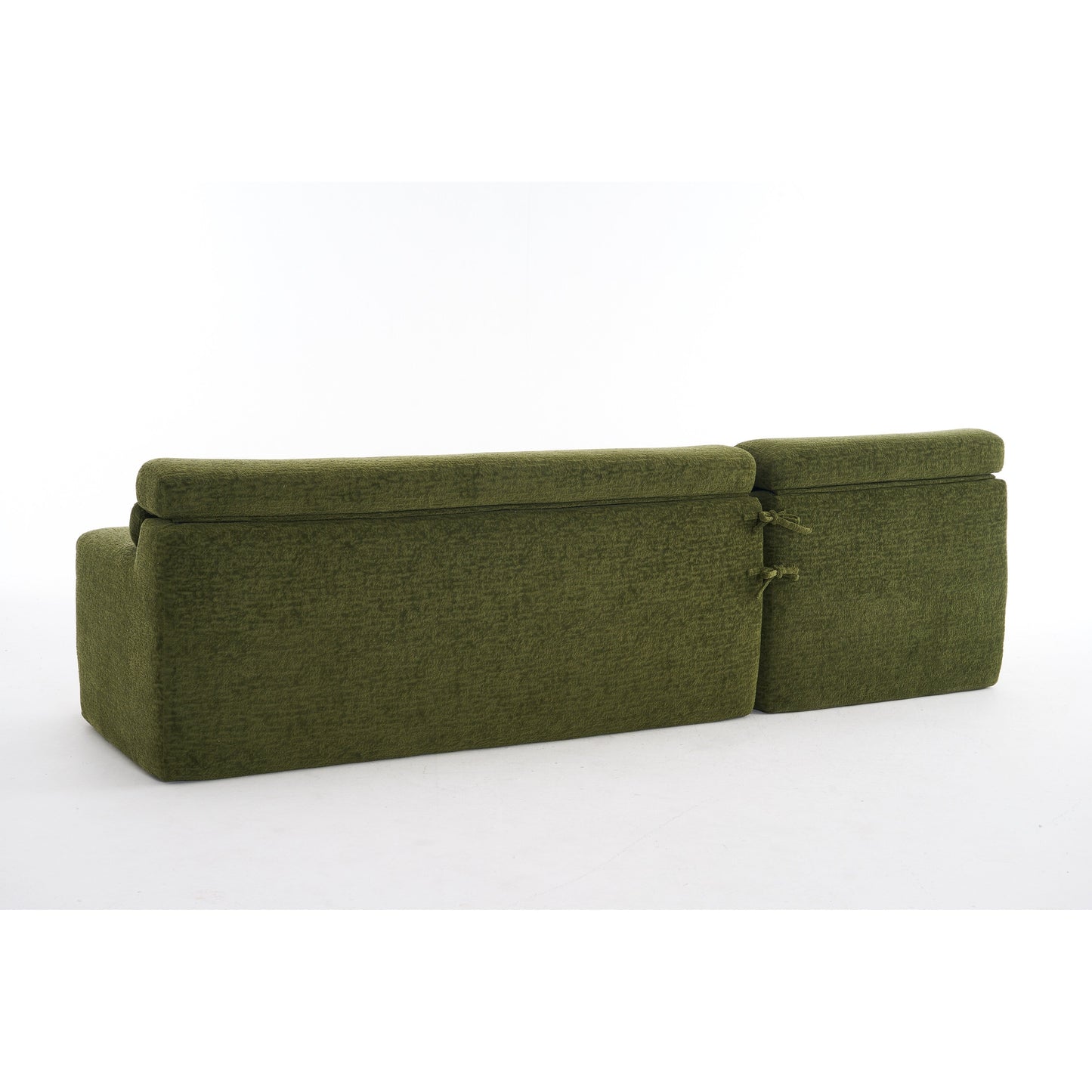 Canapé modulable 4 places en L, convertible et moderne, en chenille, avec 2 coussins, pour salon d'appartement