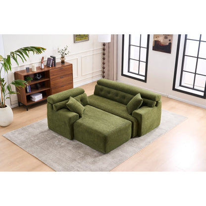 Canapé modulable 4 places en L, convertible et moderne, en chenille, avec 2 coussins, pour salon d'appartement