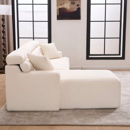 Canapé modulable 4 places en L, convertible et moderne, en chenille, avec 2 coussins, pour salon d'appartement