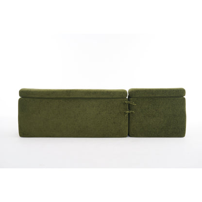 Canapé modulable 4 places en L, convertible et moderne, en chenille, avec 2 coussins, pour salon d'appartement
