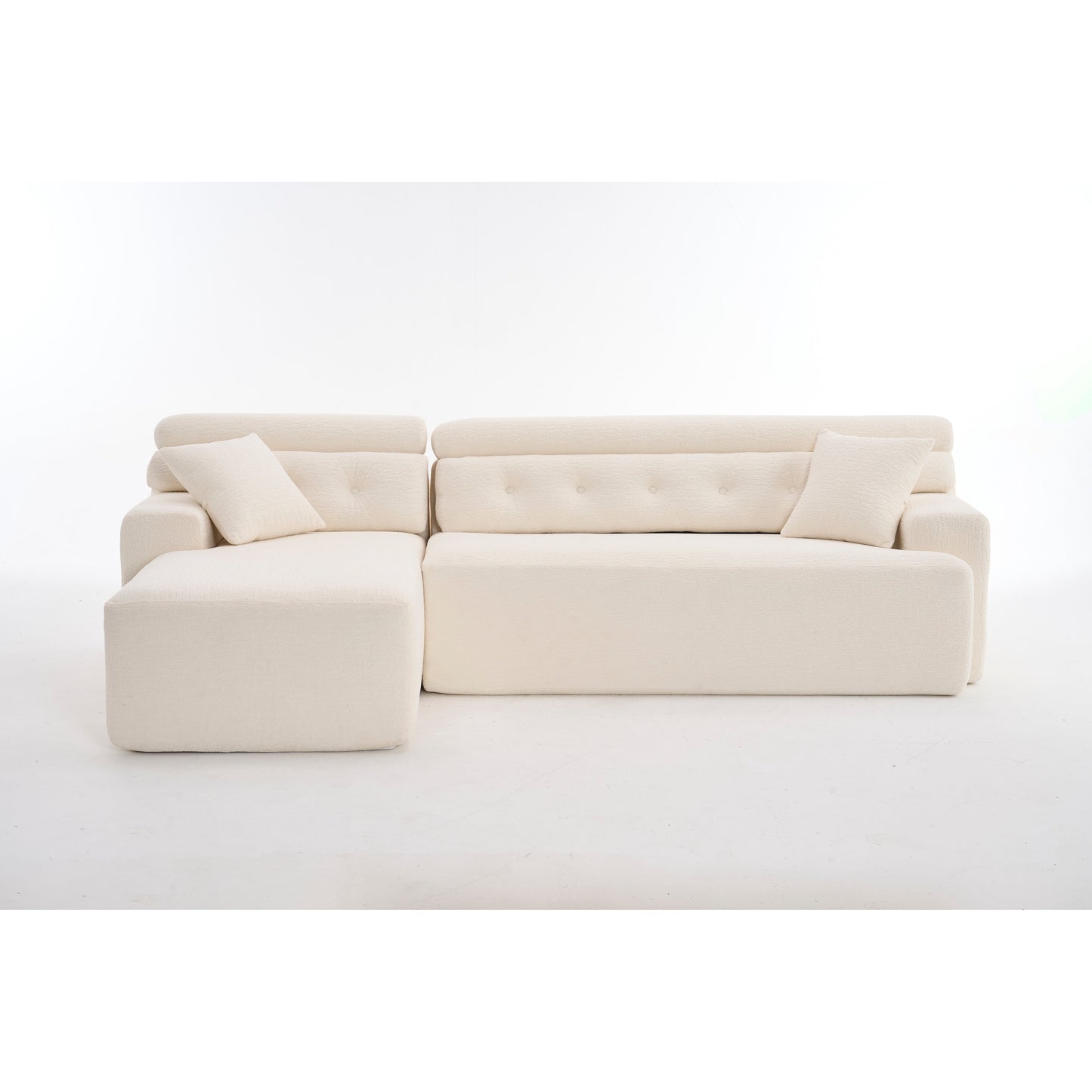 Canapé modulable 4 places en L, convertible et moderne, en chenille, avec 2 coussins, pour salon d'appartement