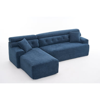 Canapé modulable 4 places en L, convertible et moderne, en chenille, avec 2 coussins, pour salon d'appartement
