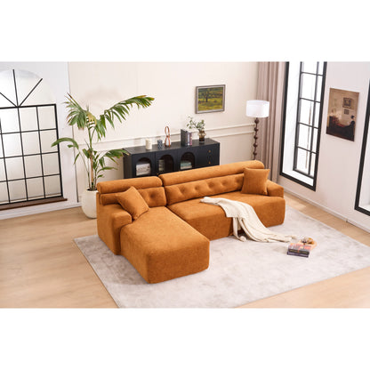 Canapé modulable 4 places en L, convertible et moderne, en chenille, avec 2 coussins, pour salon d'appartement