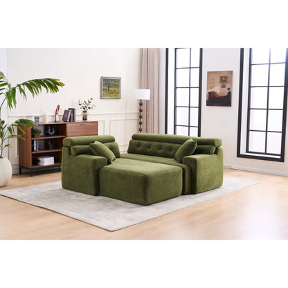Canapé modulable 4 places en L, convertible et moderne, en chenille, avec 2 coussins, pour salon d'appartement