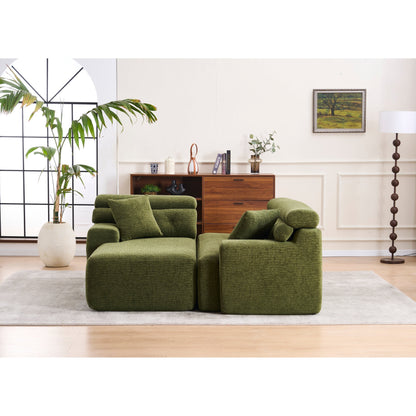 Canapé modulable 4 places en L, convertible et moderne, en chenille, avec 2 coussins, pour salon d'appartement