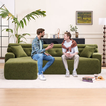 Canapé modulable 4 places en L, convertible et moderne, en chenille, avec 2 coussins, pour salon d'appartement