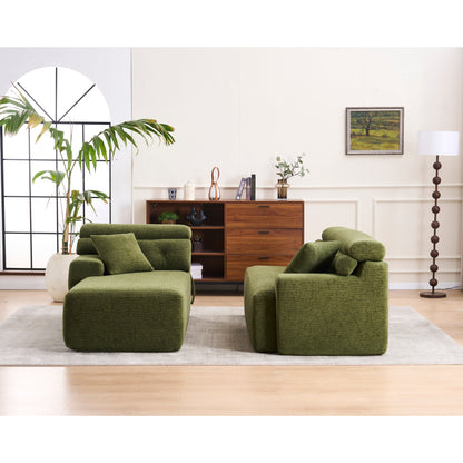 Canapé modulable 4 places en L, convertible et moderne, en chenille, avec 2 coussins, pour salon d'appartement