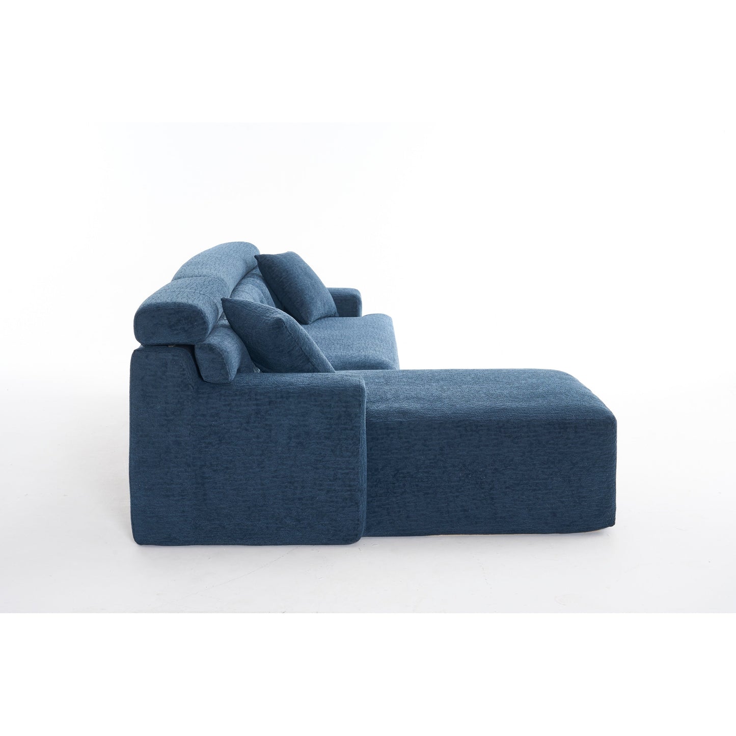 Canapé modulable 4 places en L, convertible et moderne, en chenille, avec 2 coussins, pour salon d'appartement